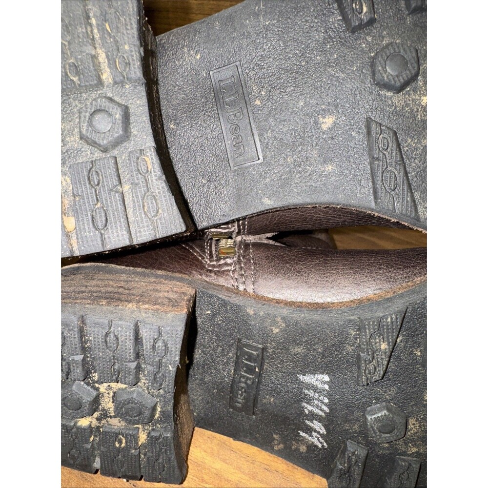 Vintage LL BEAN Calf hi Brown leather BOOTS womens 7.5 Made in Brazil-Zipper - Picture 10 of 16